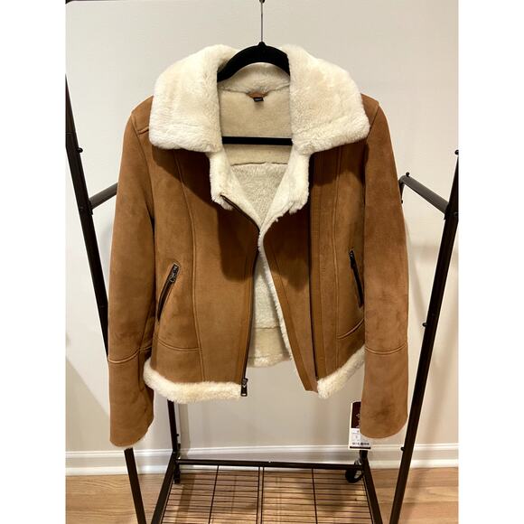 Overland Sonia Sheepskin Moto Jacket size S small - Picture 3 of 9